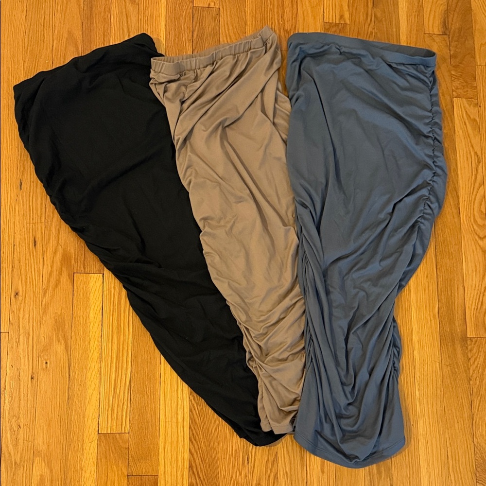 Stretchy long Skirt  Trio - Black, Tan, and Gray